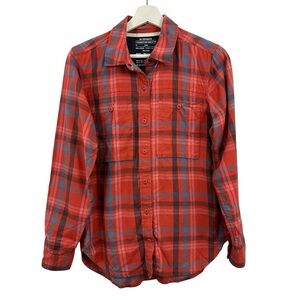 REI Women’s 100% Organic Cotton Button Down Plaid Long Sleeve Shirt Size S